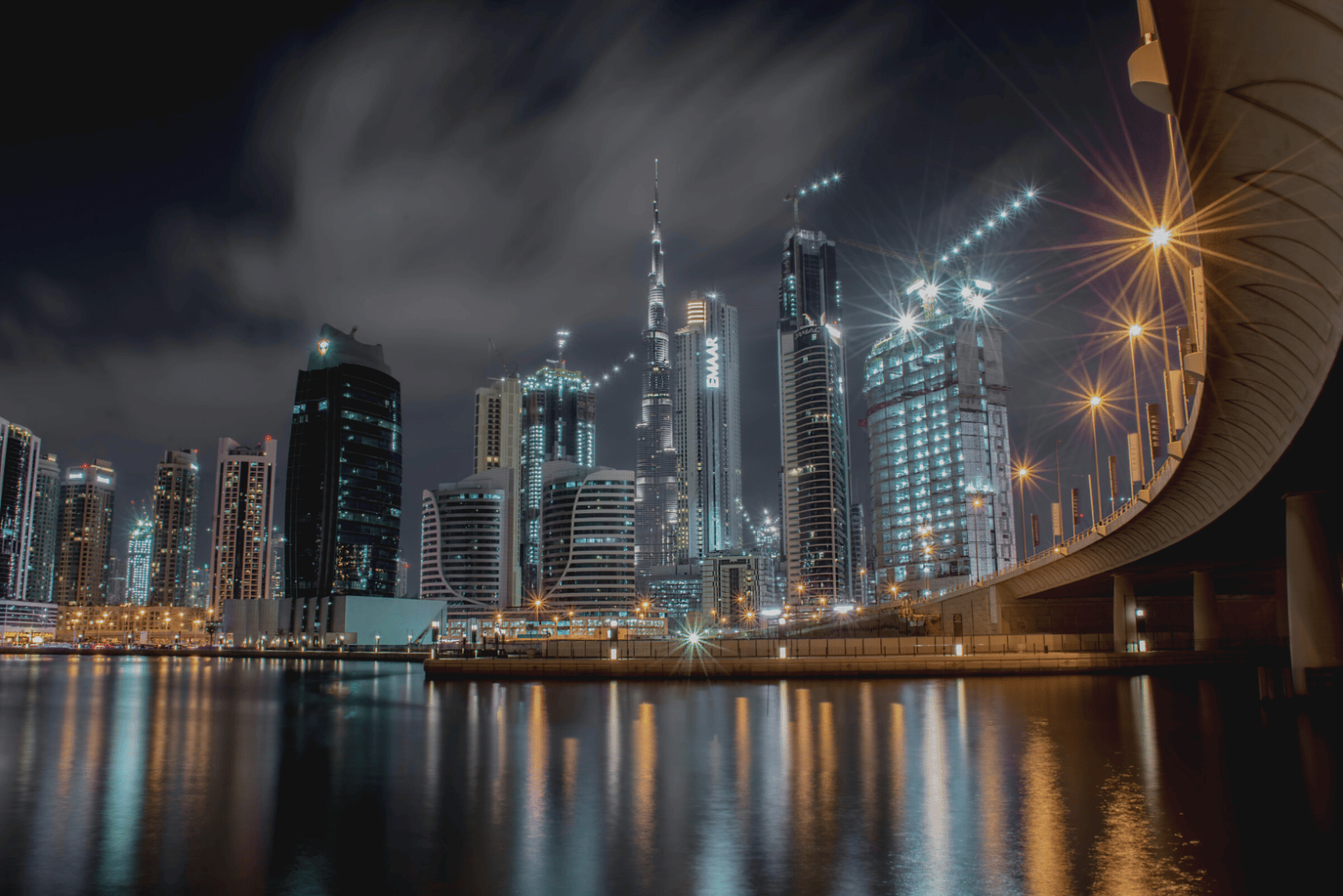 city skyline at night